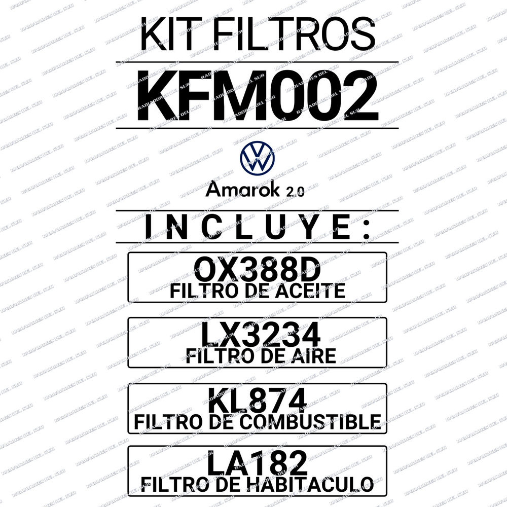 KIT FILTROS MAHLE VW AMAROK