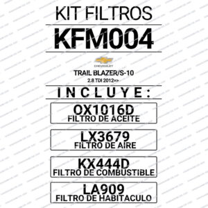 KIT FILTROS MAHLE CHEVROLET TRAILBLAZER 2.8 16V
