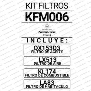 KIT FILTROS MAHLE M.BENZ SPRINTER 313/413 OM611 LA