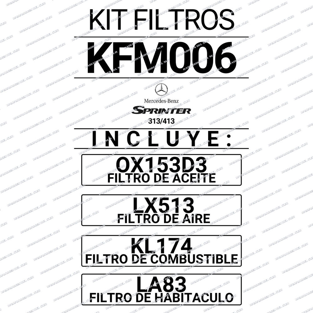 KIT FILTROS MAHLE M.BENZ SPRINTER 313/413 OM611 LA