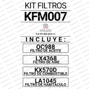KIT FILTROS MAHLE TOYOTA HILUX 2.8 TDI